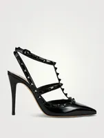 Rockstud Leather Ankle-Strap Pumps