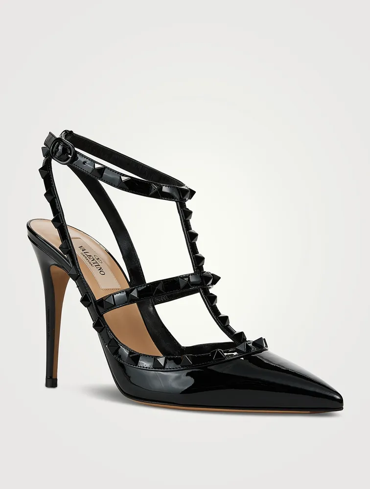 Rockstud Leather Ankle-Strap Pumps