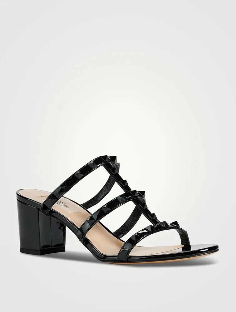 Rockstud Leather Heeled Mules