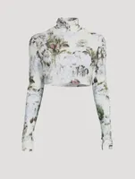 Long-Sleeve Turtleneck Chine Floral Print