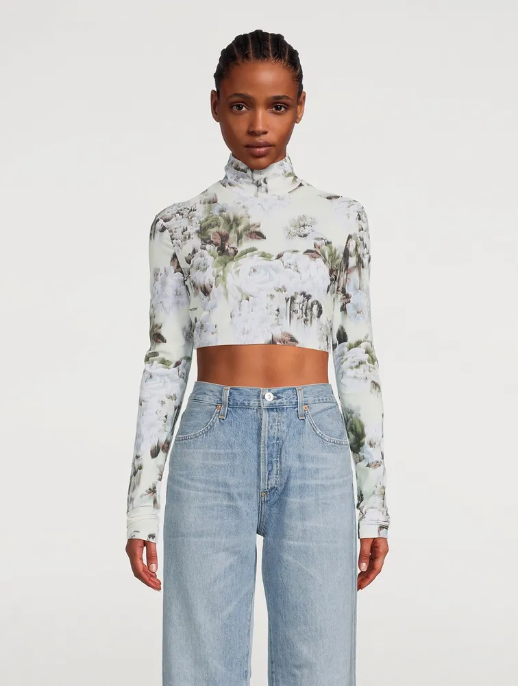 Long-Sleeve Turtleneck Chine Floral Print