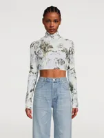 Long-Sleeve Turtleneck Chine Floral Print