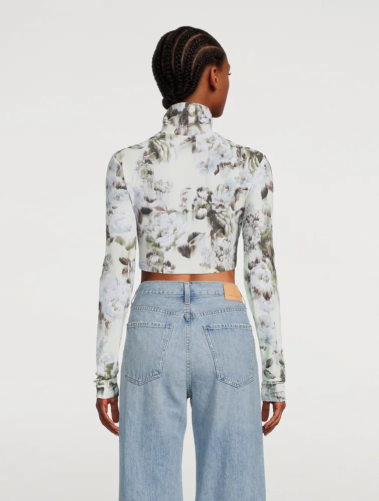 Long-Sleeve Turtleneck Chine Floral Print