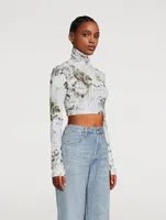 Long-Sleeve Turtleneck Chine Floral Print