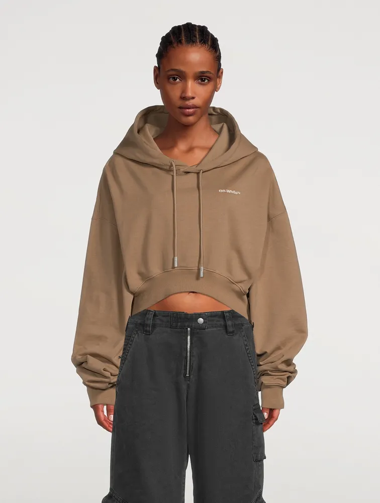 Embroidered Logo Cropped Hoodie