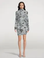 Long-Sleeve Twist Dress Chine Floral Print