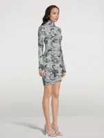 Long-Sleeve Twist Dress Chine Floral Print