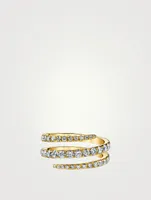 18K Gold Coil Ring With Diamonds