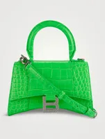 XS Hourglass Crystal-Embellished Croc-Embossed Leather Top Handle Bag