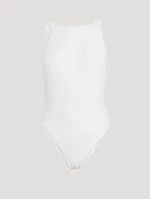 Sequin-Embellished One-Piece Swimsuit