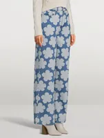 Ayame Wide-Leg Jeans Floral Print