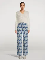 Ayame Wide-Leg Jeans Floral Print