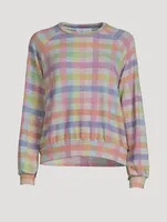 Relaxed Raglan Sweatshirt Gingham Print