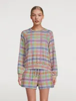Relaxed Raglan Sweatshirt Gingham Print