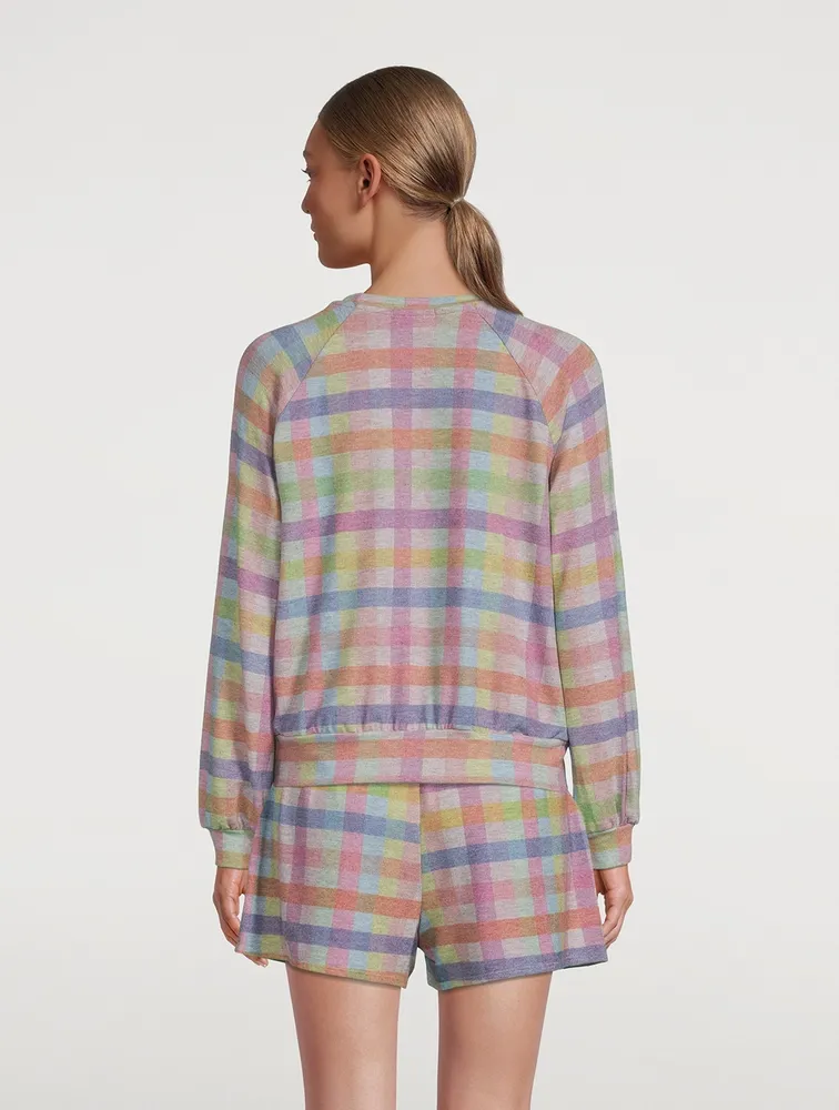 Relaxed Raglan Sweatshirt Gingham Print