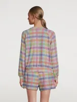 Relaxed Raglan Sweatshirt Gingham Print