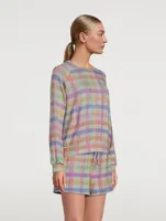 Relaxed Raglan Sweatshirt Gingham Print
