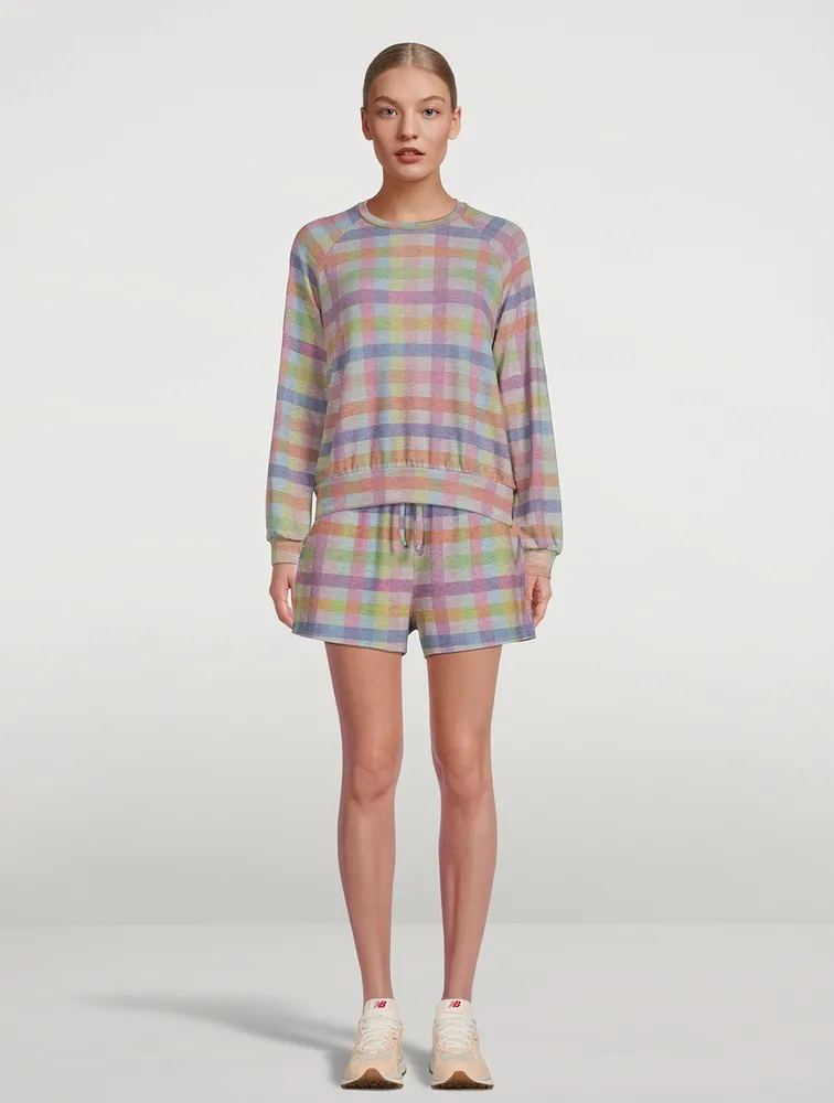 Relaxed Raglan Sweatshirt Gingham Print