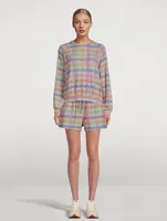 Relaxed Raglan Sweatshirt Gingham Print