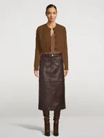 Boot Croc-Embossed Leather Midi Skirt