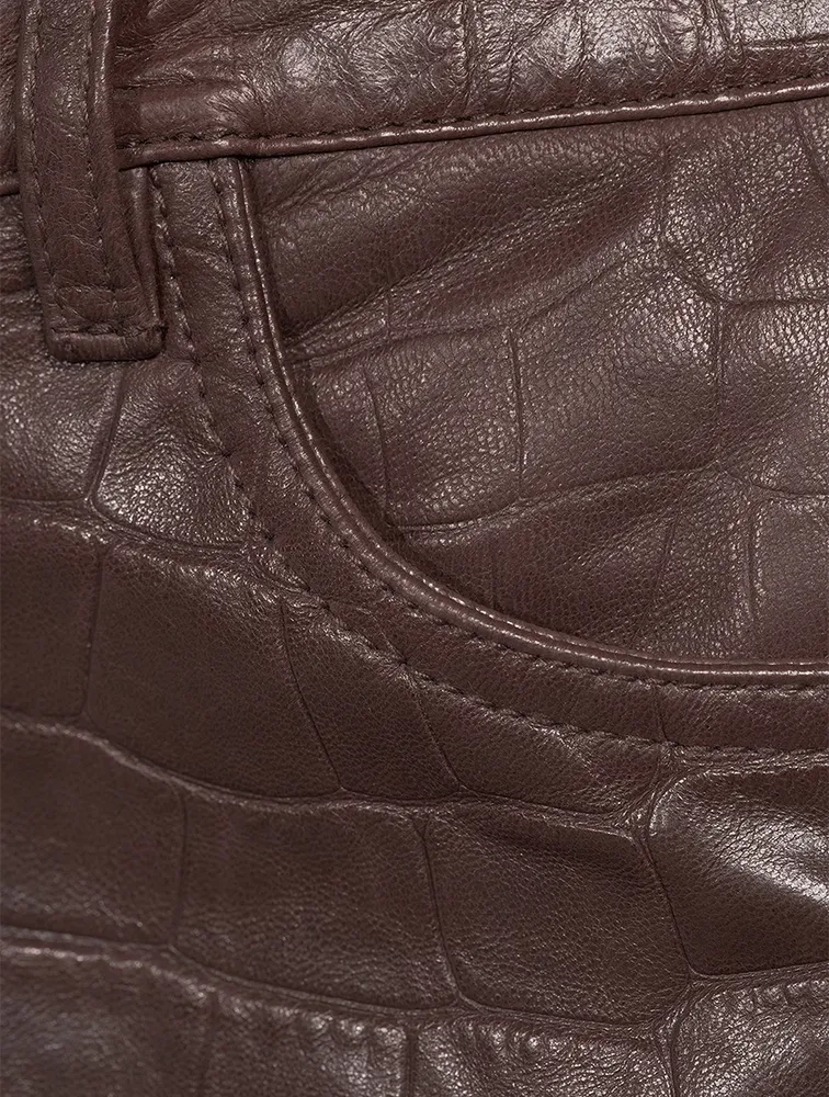 Boot Croc-Embossed Leather Midi Skirt