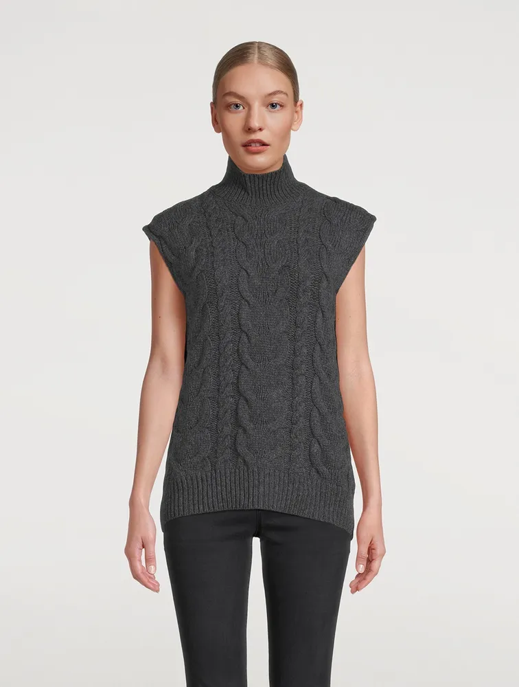 Cable-Knit Wool Sweater Vest