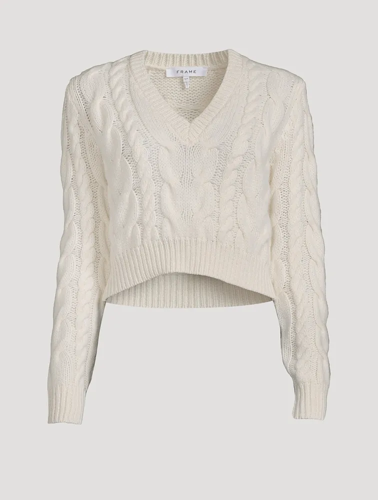 Cropped Cable-Knit Wool Sweater