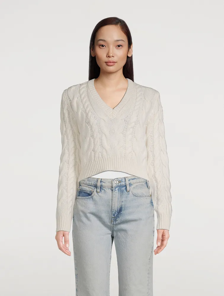 Cropped Cable-Knit Wool Sweater