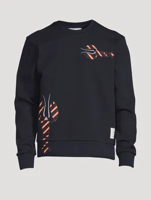 Cotton Loopback Sweatshirt With Lobster Applique