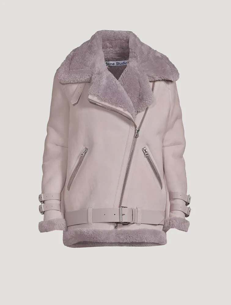 Shearling-Lined Suede Aviator Jacket