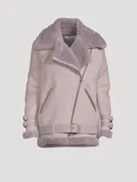 Shearling-Lined Suede Aviator Jacket