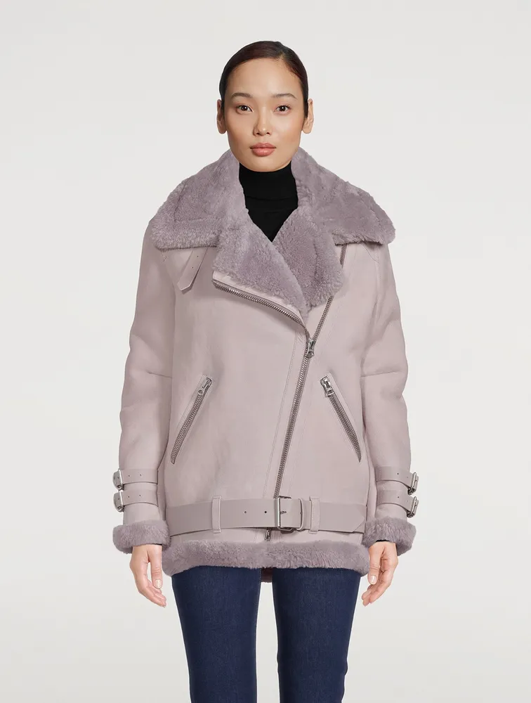 Shearling-Lined Suede Aviator Jacket