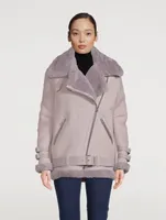Shearling-Lined Suede Aviator Jacket