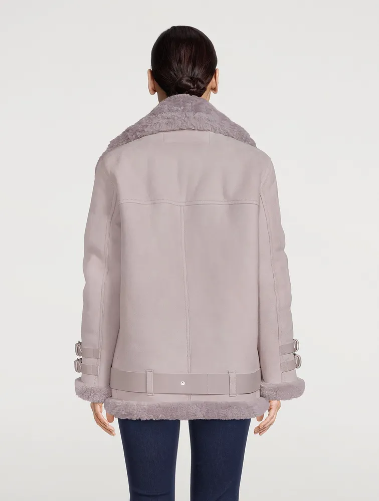 Shearling-Lined Suede Aviator Jacket