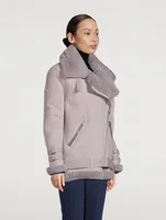 Shearling-Lined Suede Aviator Jacket