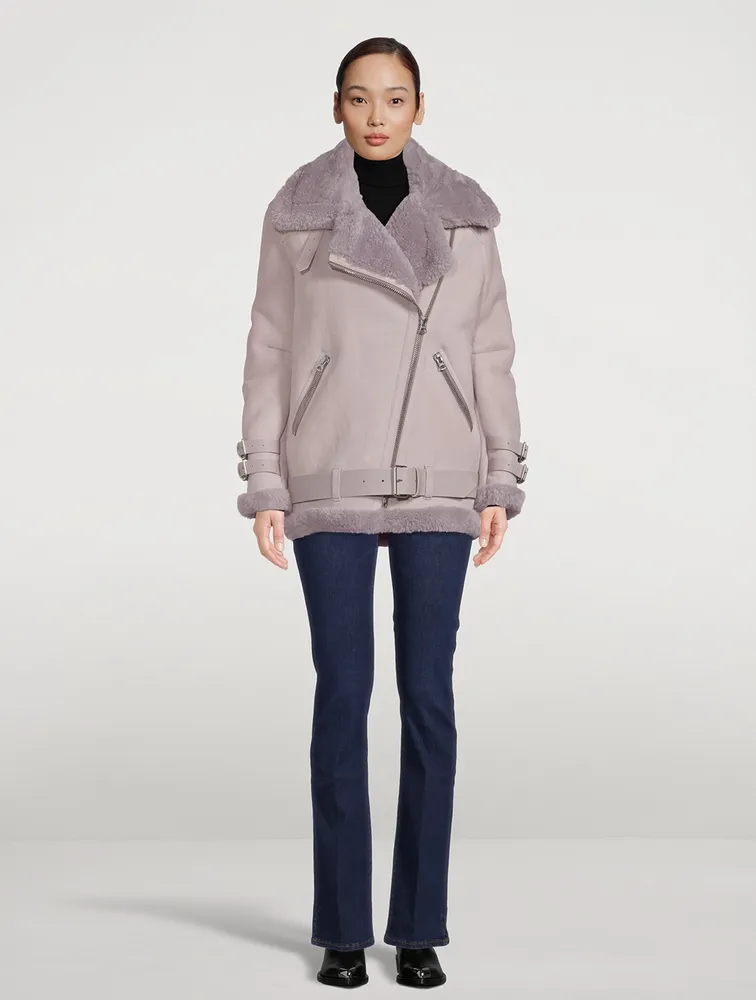 Shearling-Lined Suede Aviator Jacket
