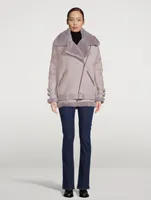 Shearling-Lined Suede Aviator Jacket