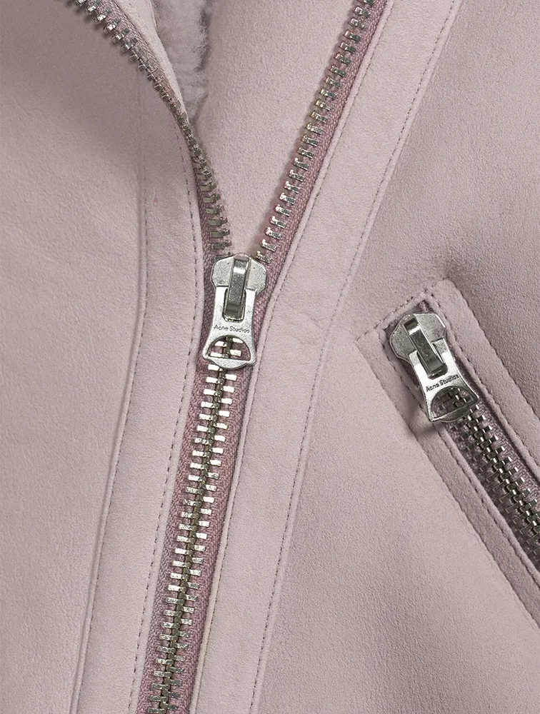 Shearling-Lined Suede Aviator Jacket