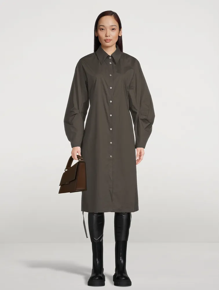 Cut-Out Poplin Shirt Dress