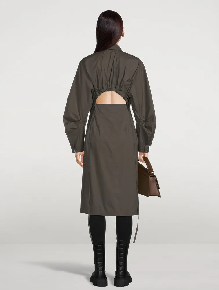 Cut-Out Poplin Shirt Dress