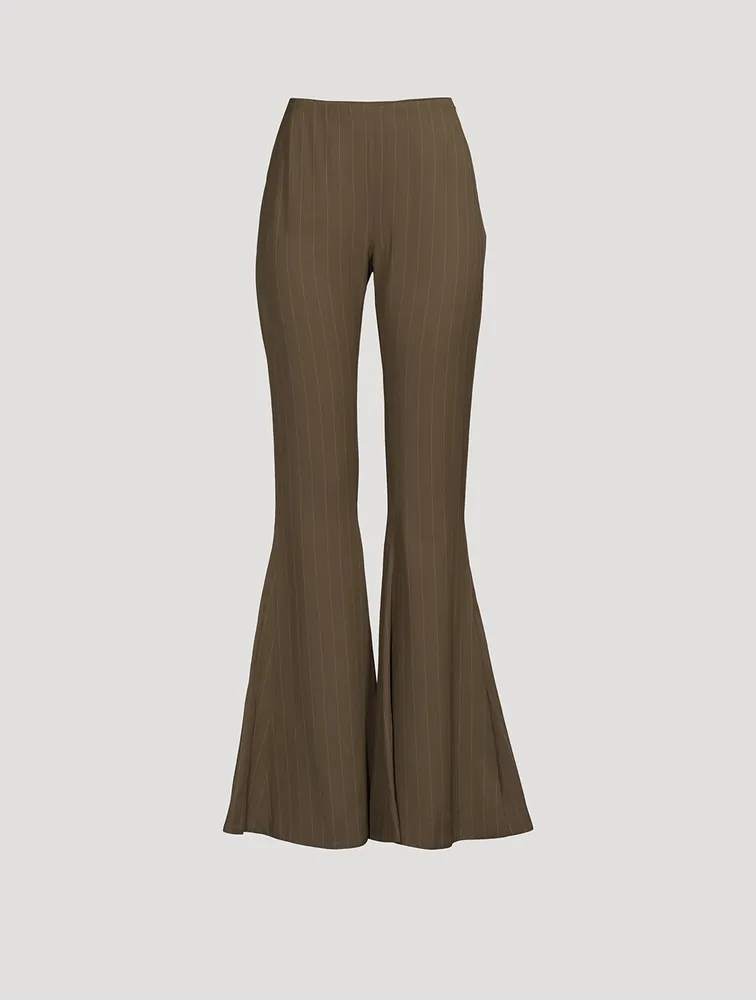 Flared Trousers Pinstripe Print