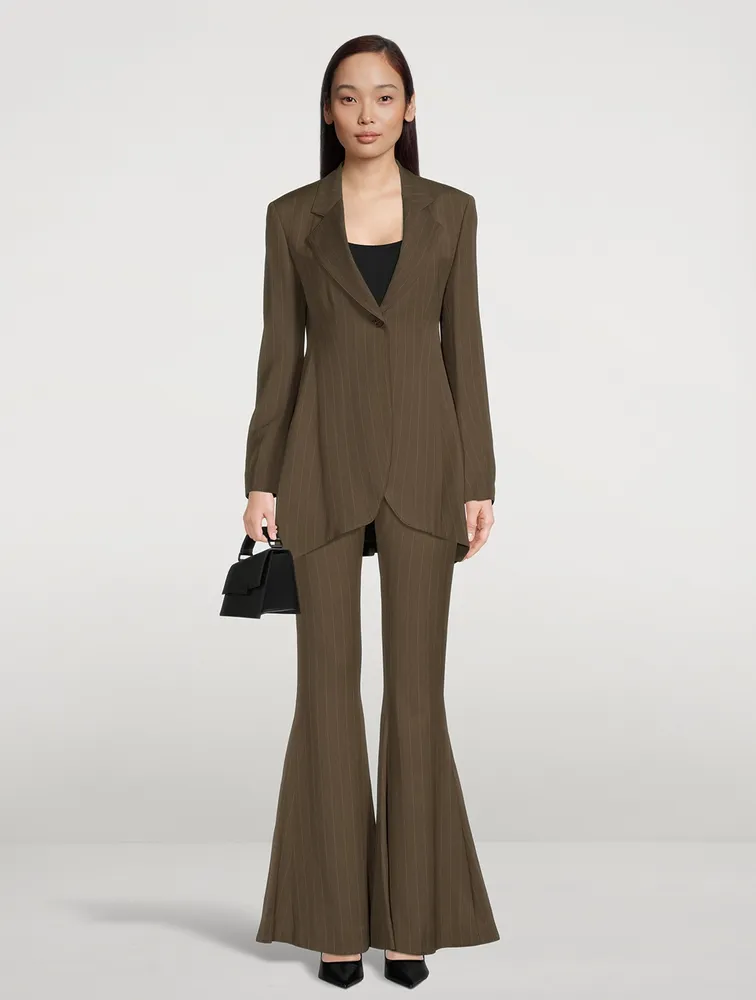 Flared Trousers Pinstripe Print