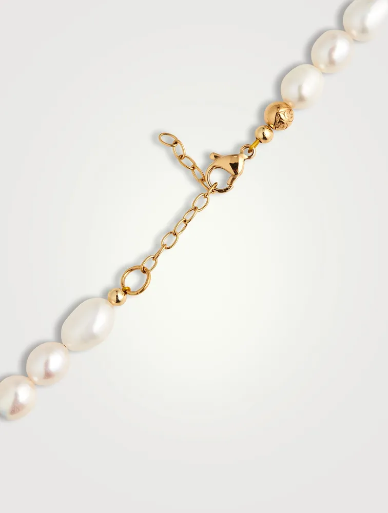 Smiley Face Beaded Pearl Choker Necklace