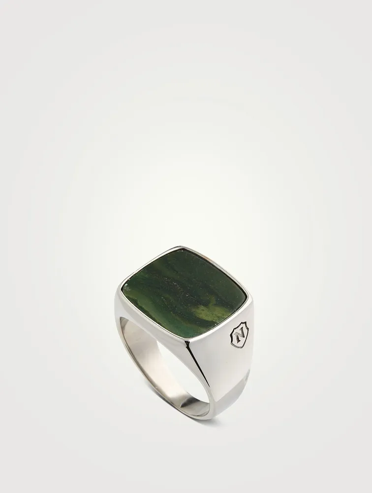 Signet Ring With Green Jade