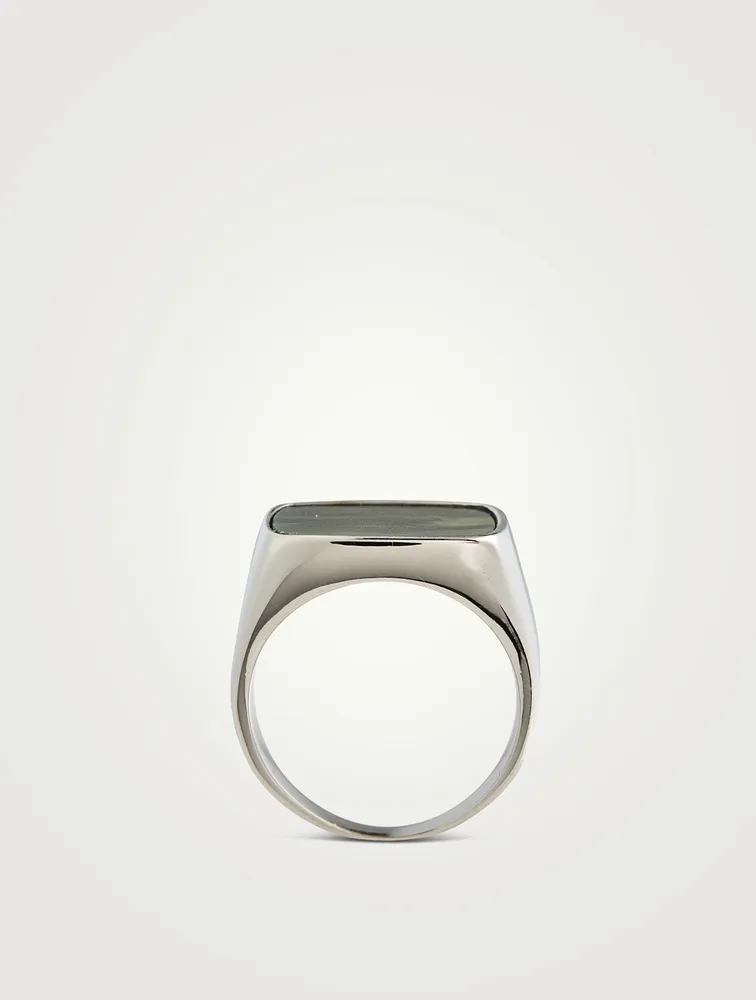 Signet Ring With Green Jade