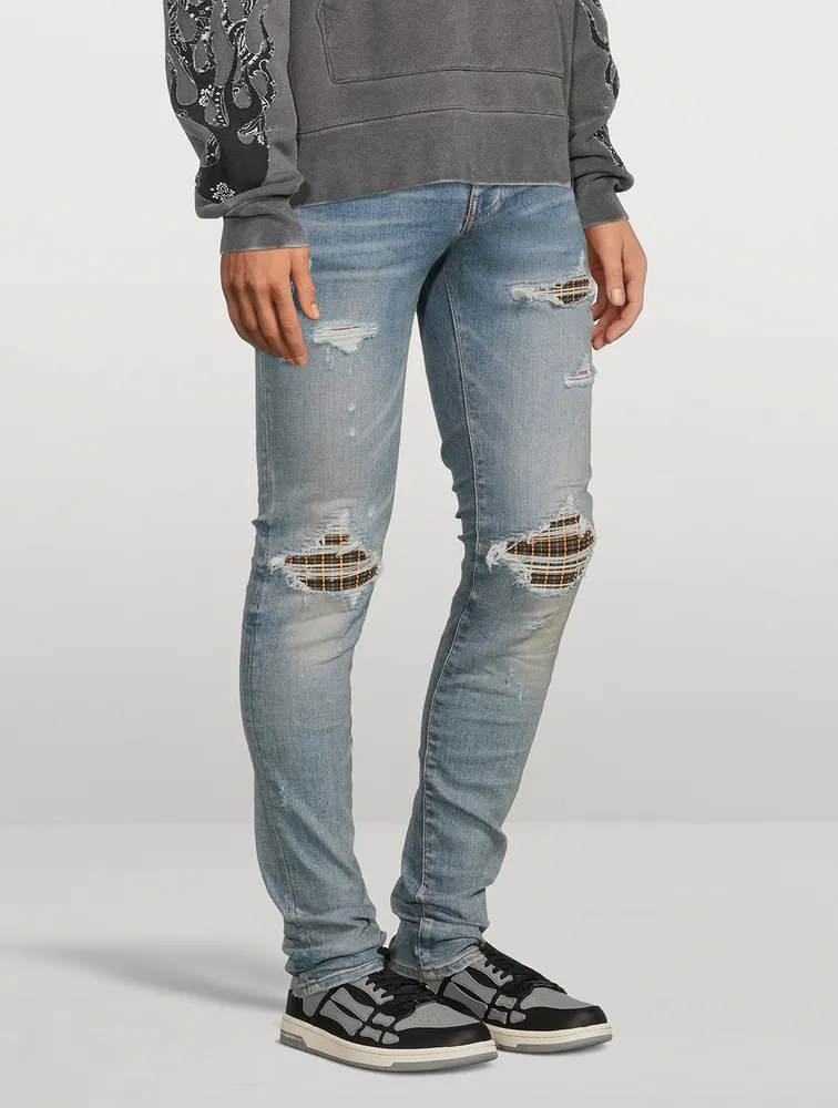 MX1 Neon Plaid Skinny-Fit Jeans