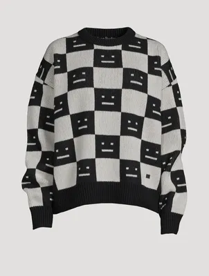 Checkerboard Face Wool Sweater