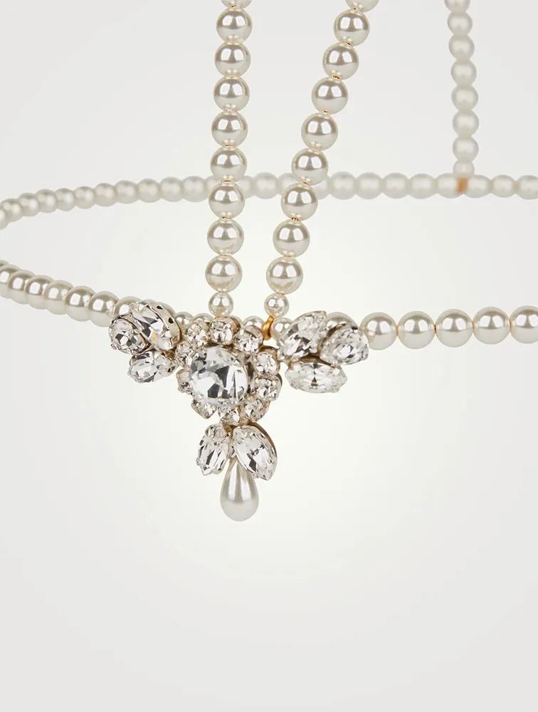 Crystal And Pearl Flower Drop Tiara