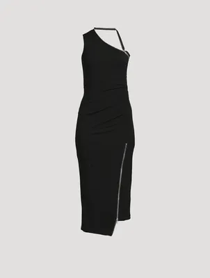 Asymmetric Zip Midi Dress