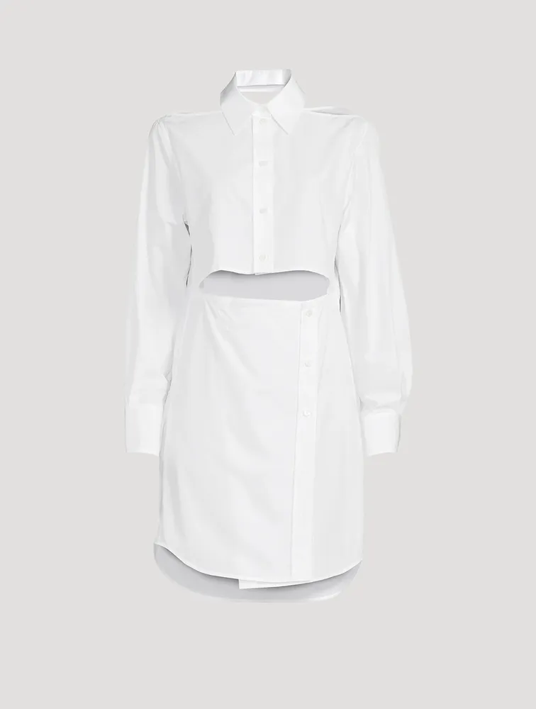 Cut-Out Poplin Shirt Dress